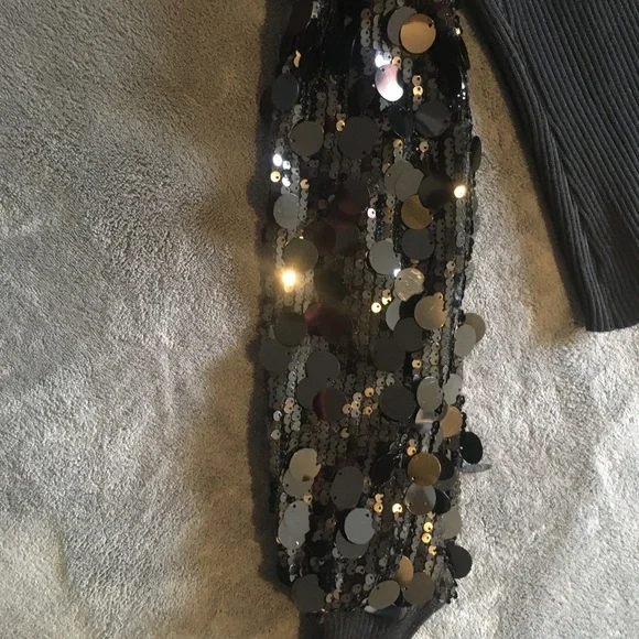 Madden Girl Black Sequin Sleeve Sweater - Picture 3 of 5